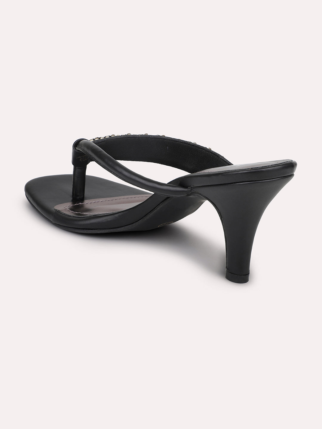 Women Black Embelished Stiletto Sandals