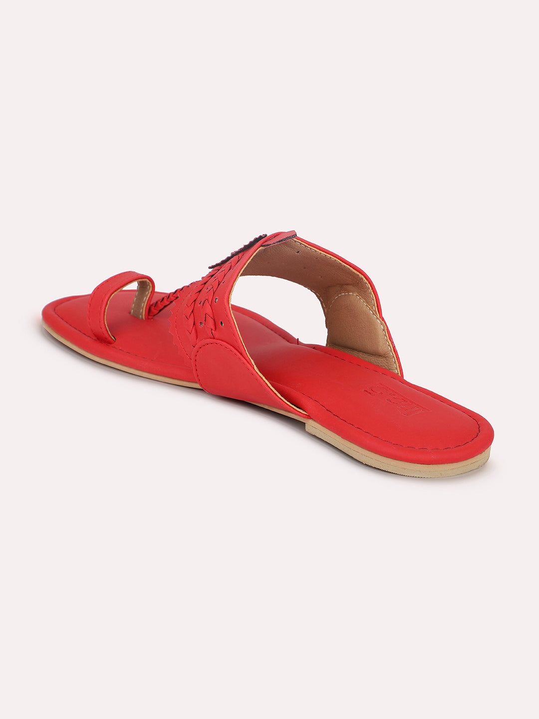 Women Red Textured One Toe Flats