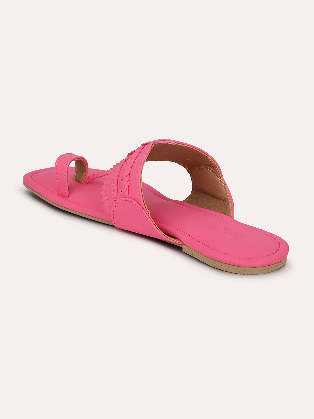 Women Pink Textured One Toe Flats