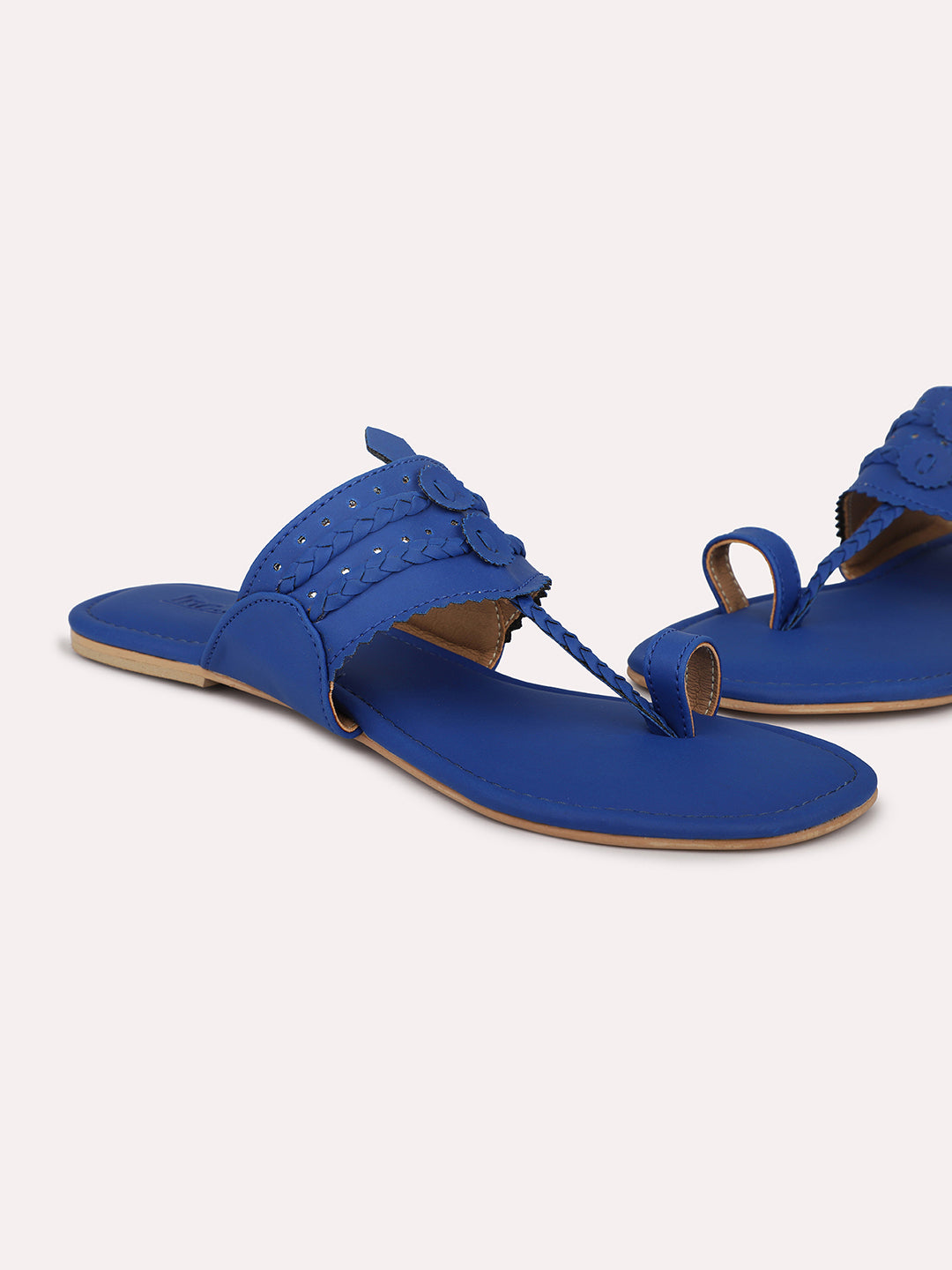 Satin Toe Loop Flat Sandals - Bright Blue Satin | Boden EU