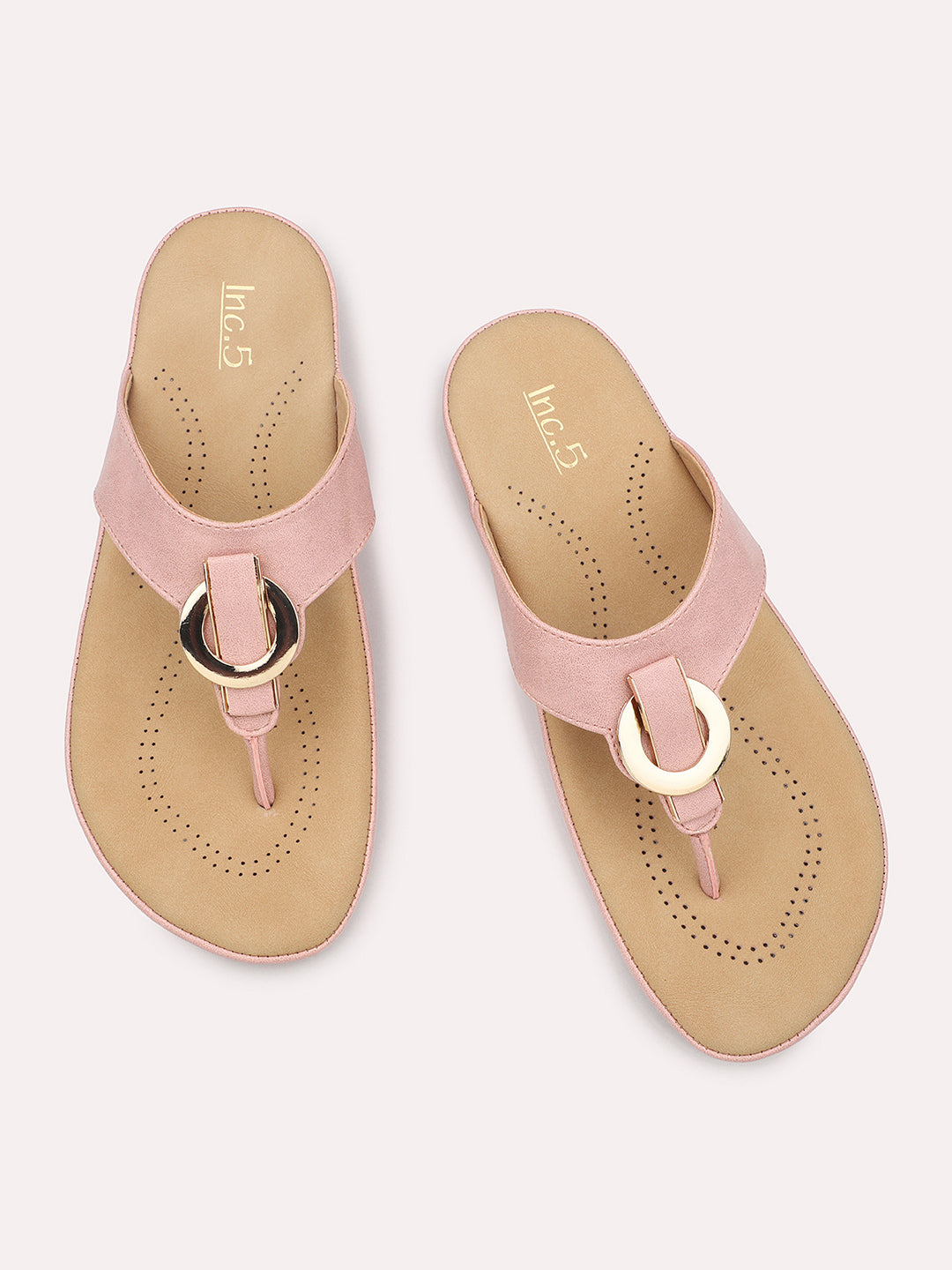 Women Peach Solid Comfort Heels Sandals