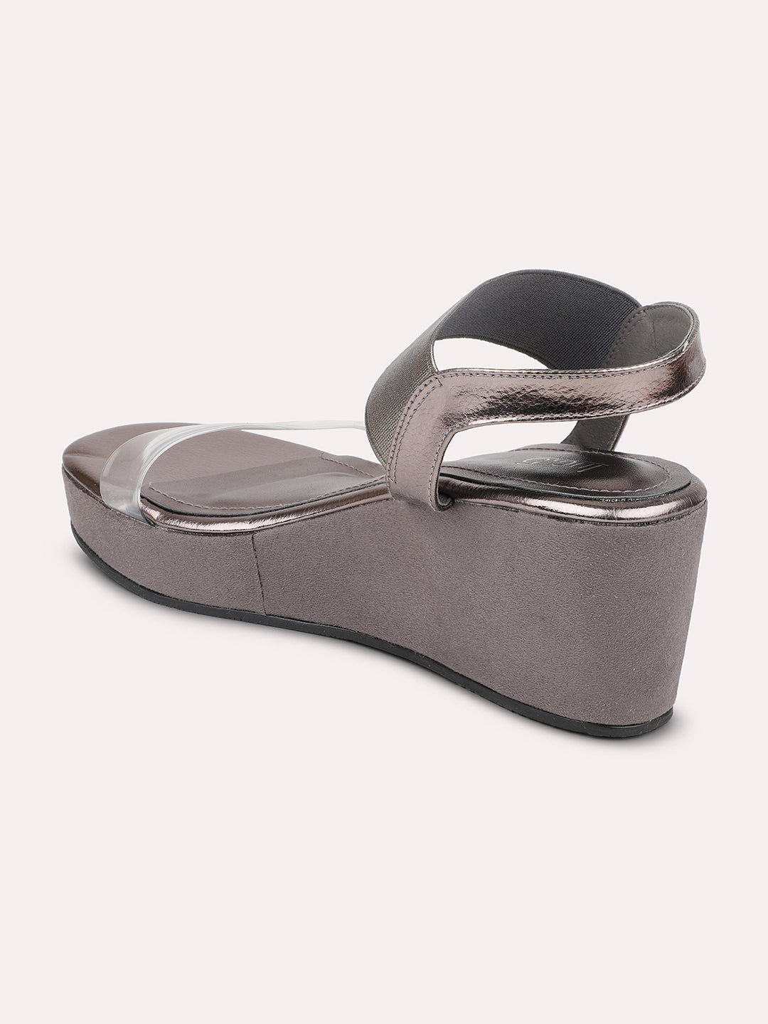 Women Pewter Embellished Wedges