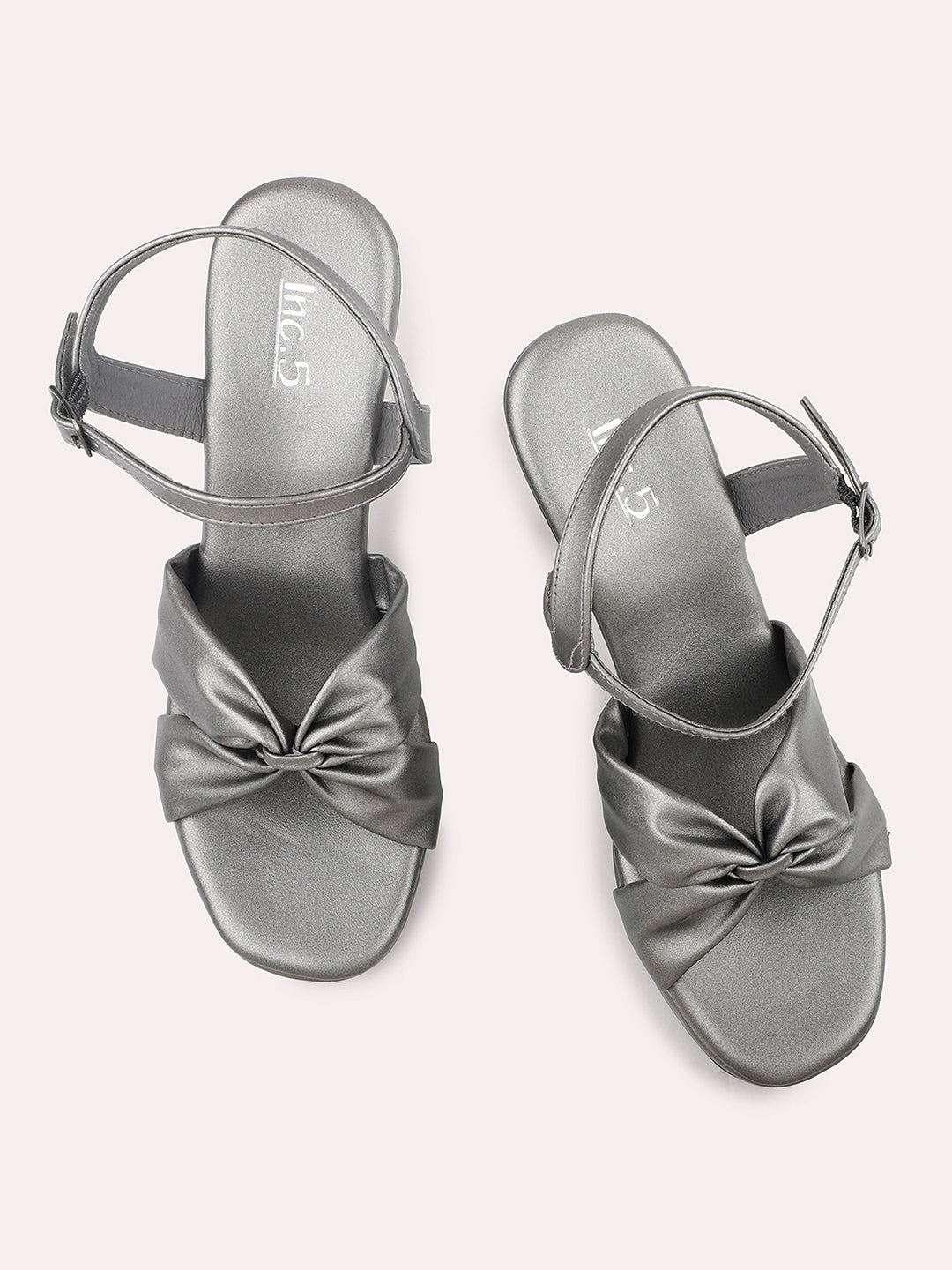 Buy Inc.5 Women Silver Transparent Shimmer Block Heels at Amazon.in