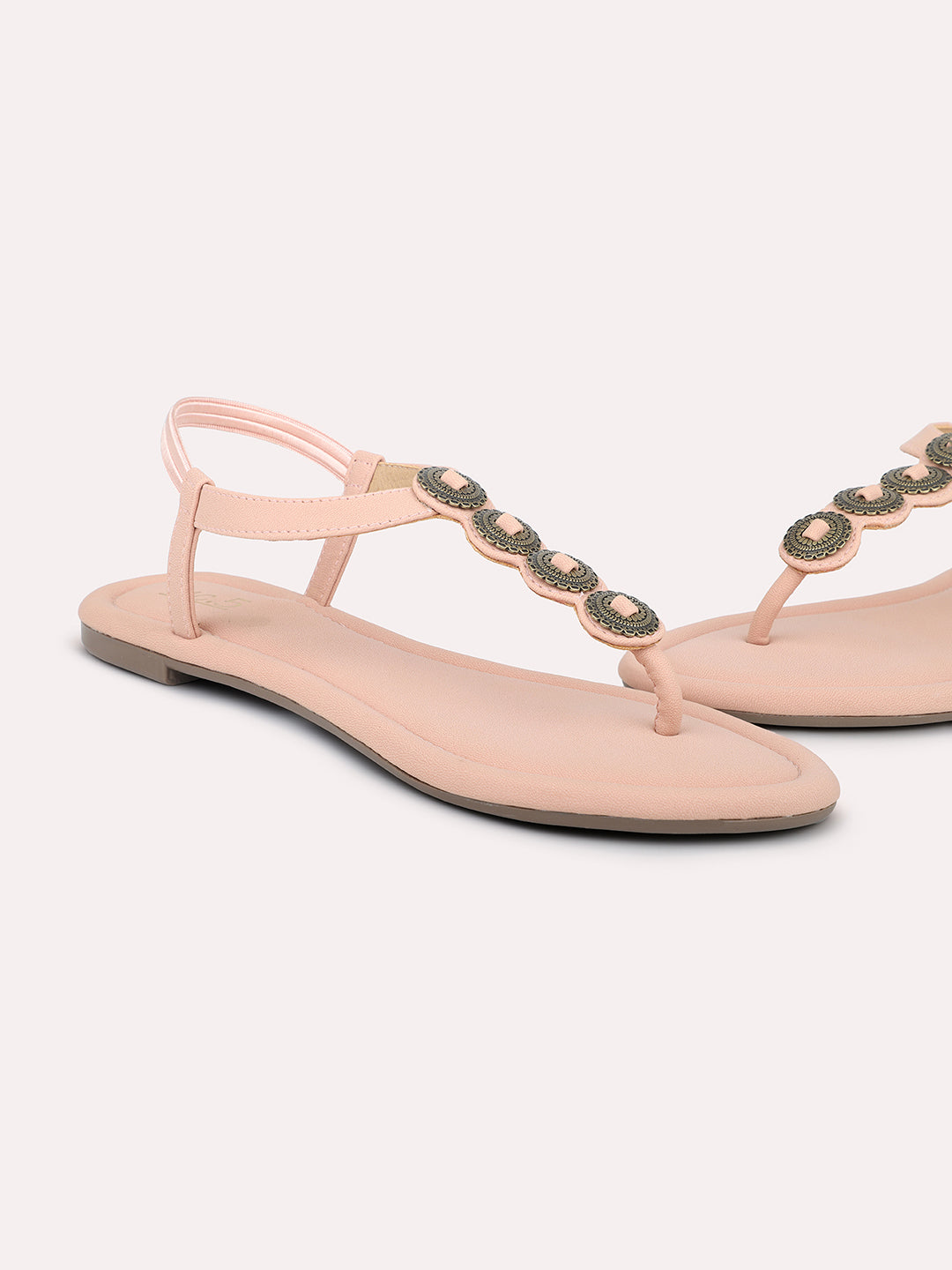 Women Peach Open Toe Flats