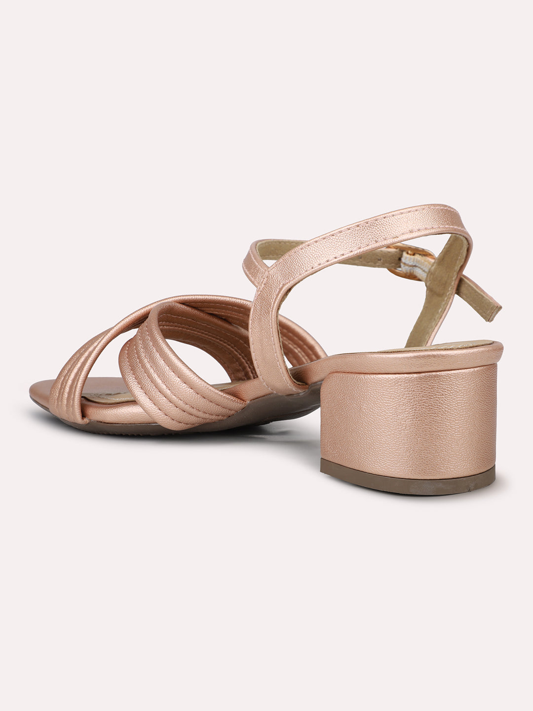 Womens Rose Gold Party Wear Solid Square Heels