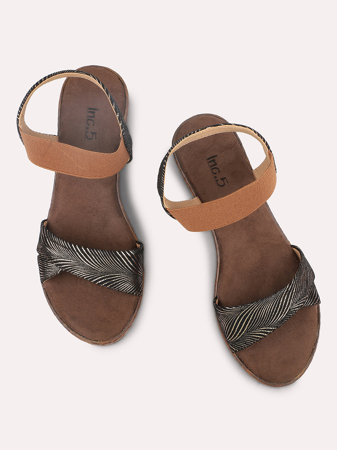 Women Antique Textured Open-Toe Wedges