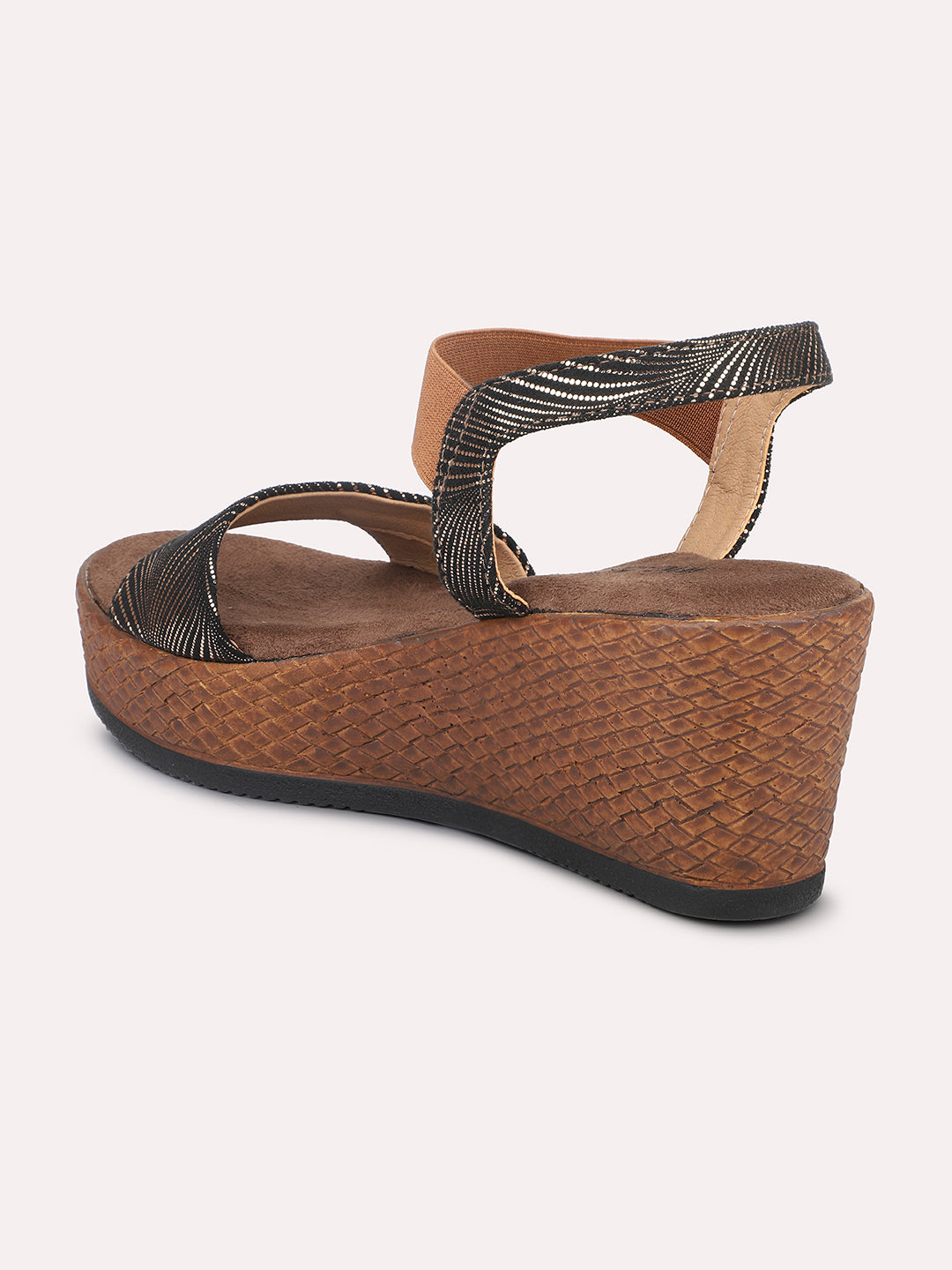 Women Antique Textured Open-Toe Wedges