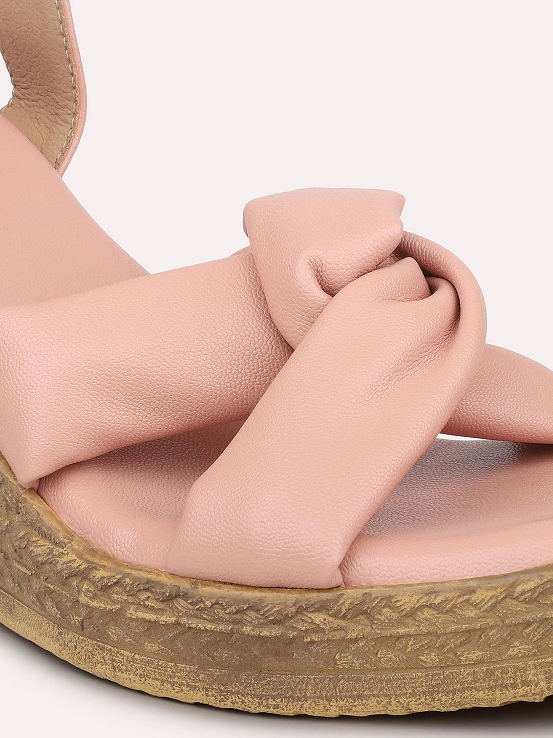 Women Peach Solid Wedge Sandals