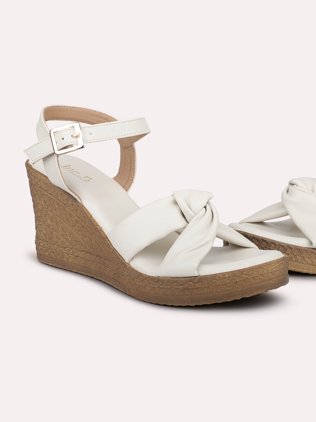 Women Beige Solid Wedge Sandals