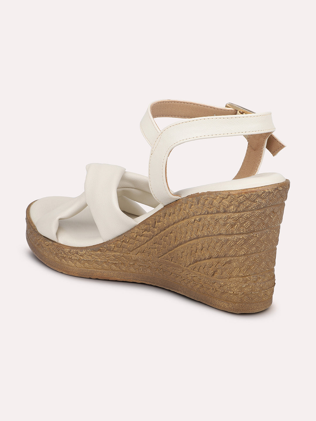 Women Beige Solid Wedge Sandals