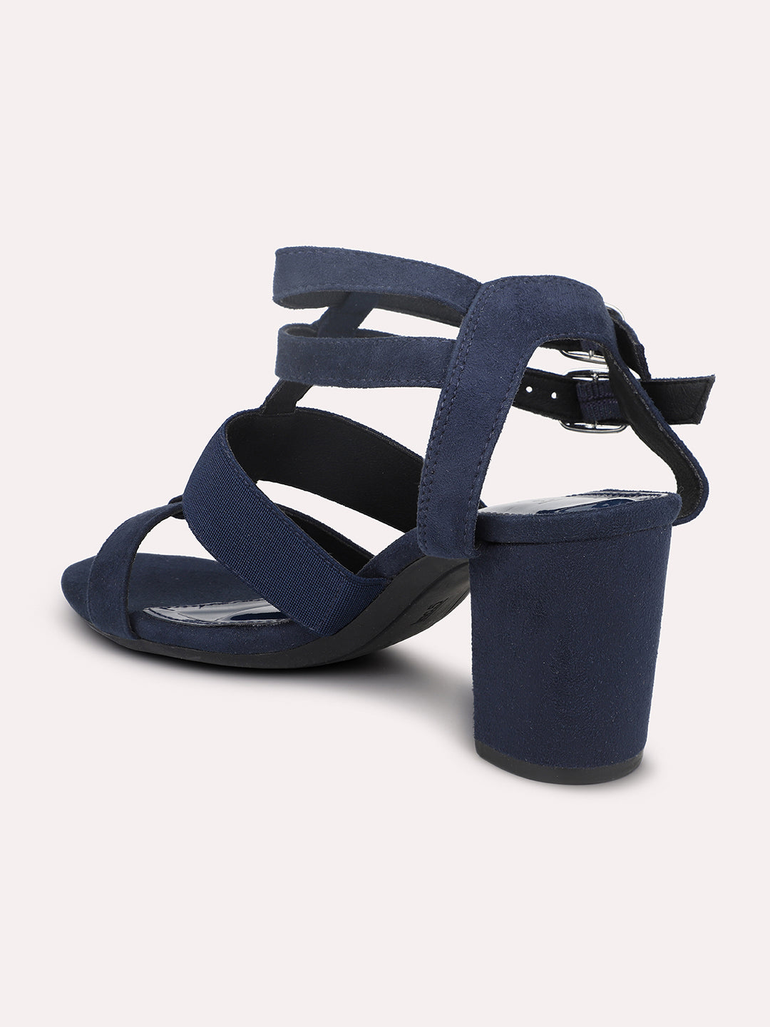 Women Navy Black Suede Block Heels