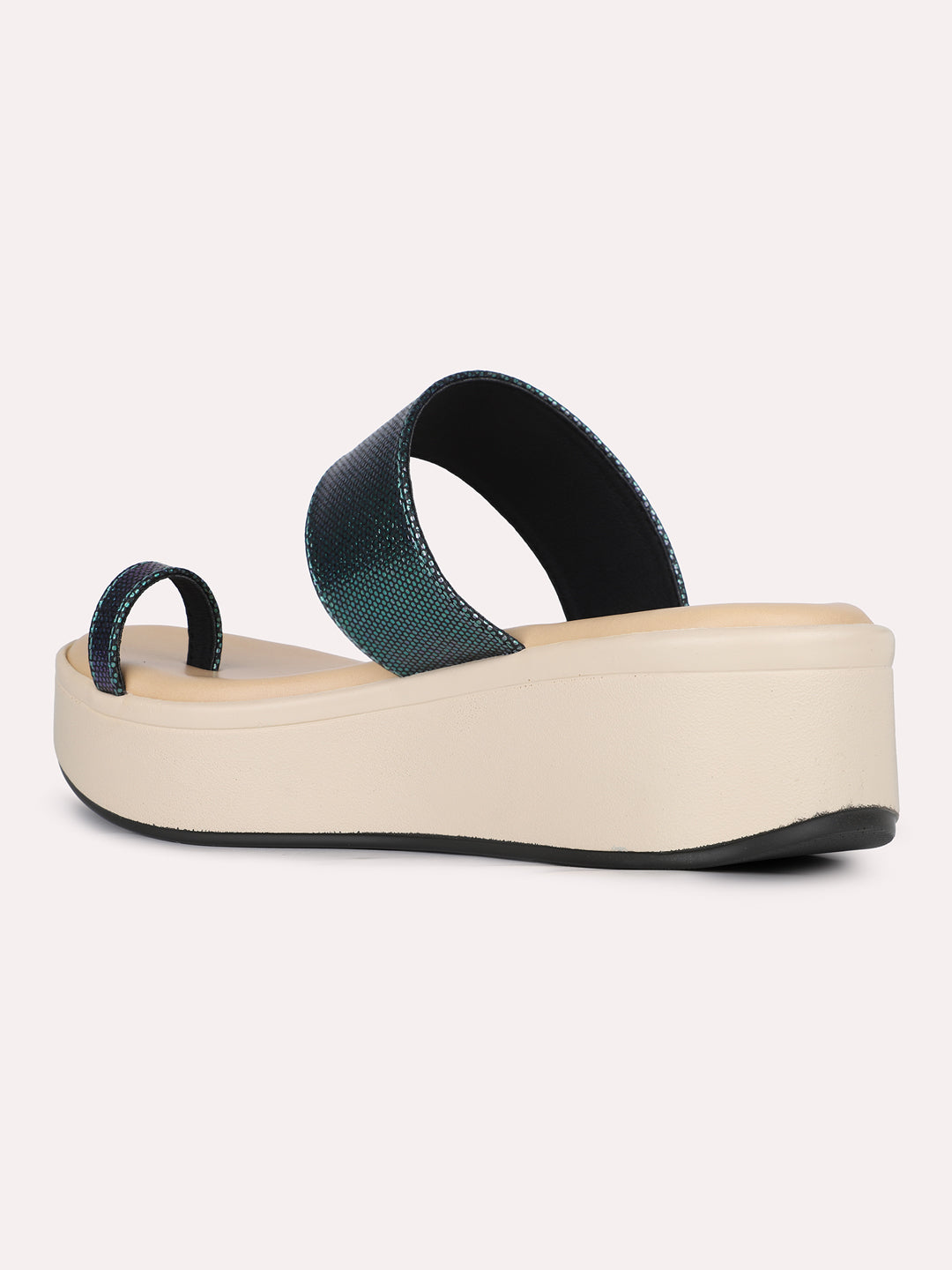 Womens Green Casual Solid Round Toe Sandal