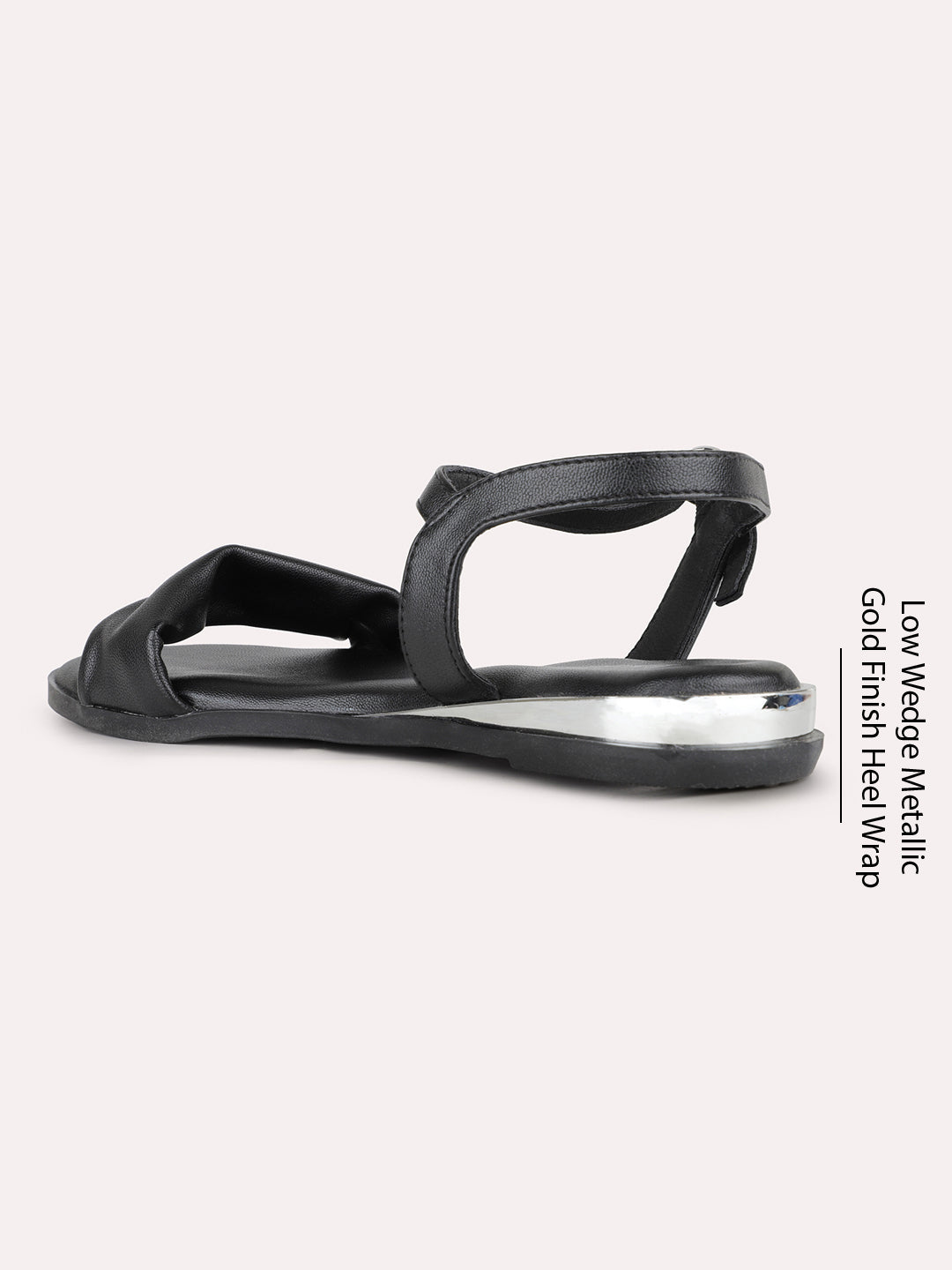 Womens Black Casual Solid Open Toe Sandals