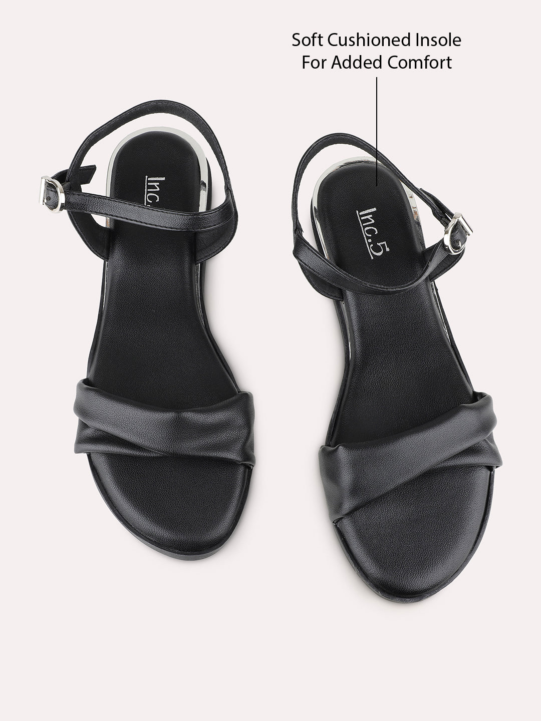 Womens Black Casual Solid Open Toe Sandals
