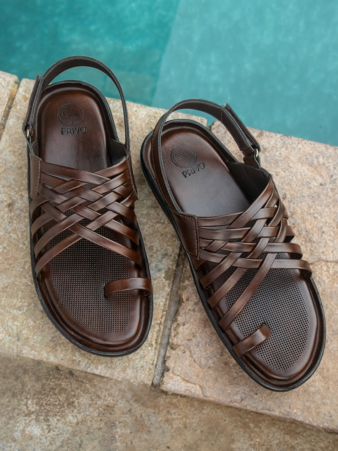 Tri-Band Velcro Sandal-Brown