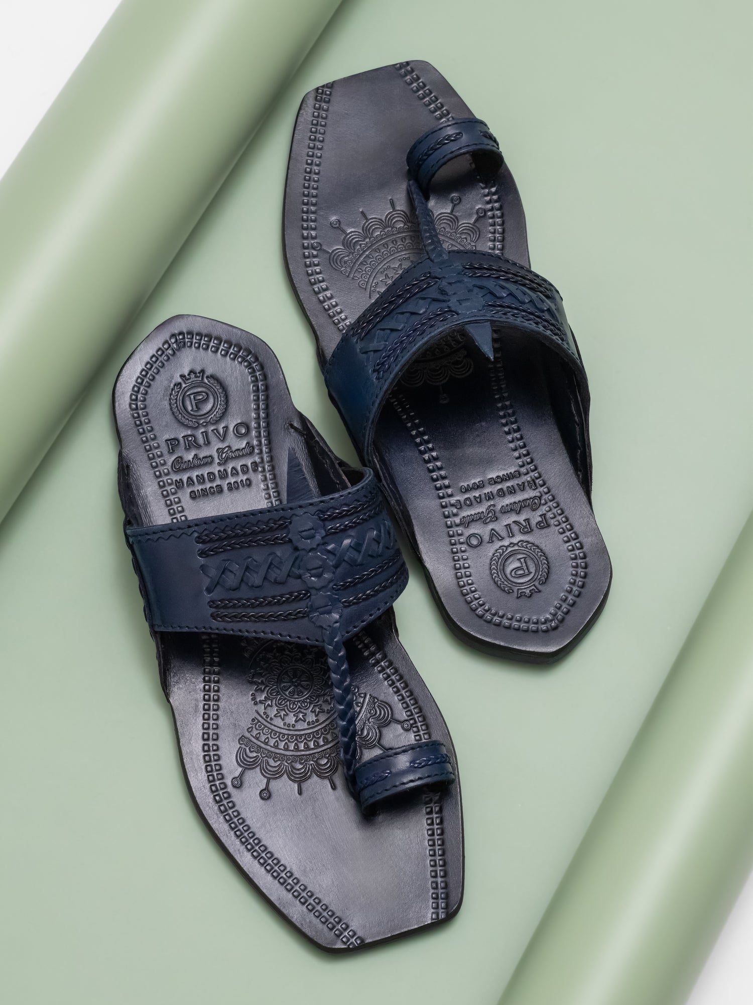 Privo Blue Kolhapuris Sandal for Men
