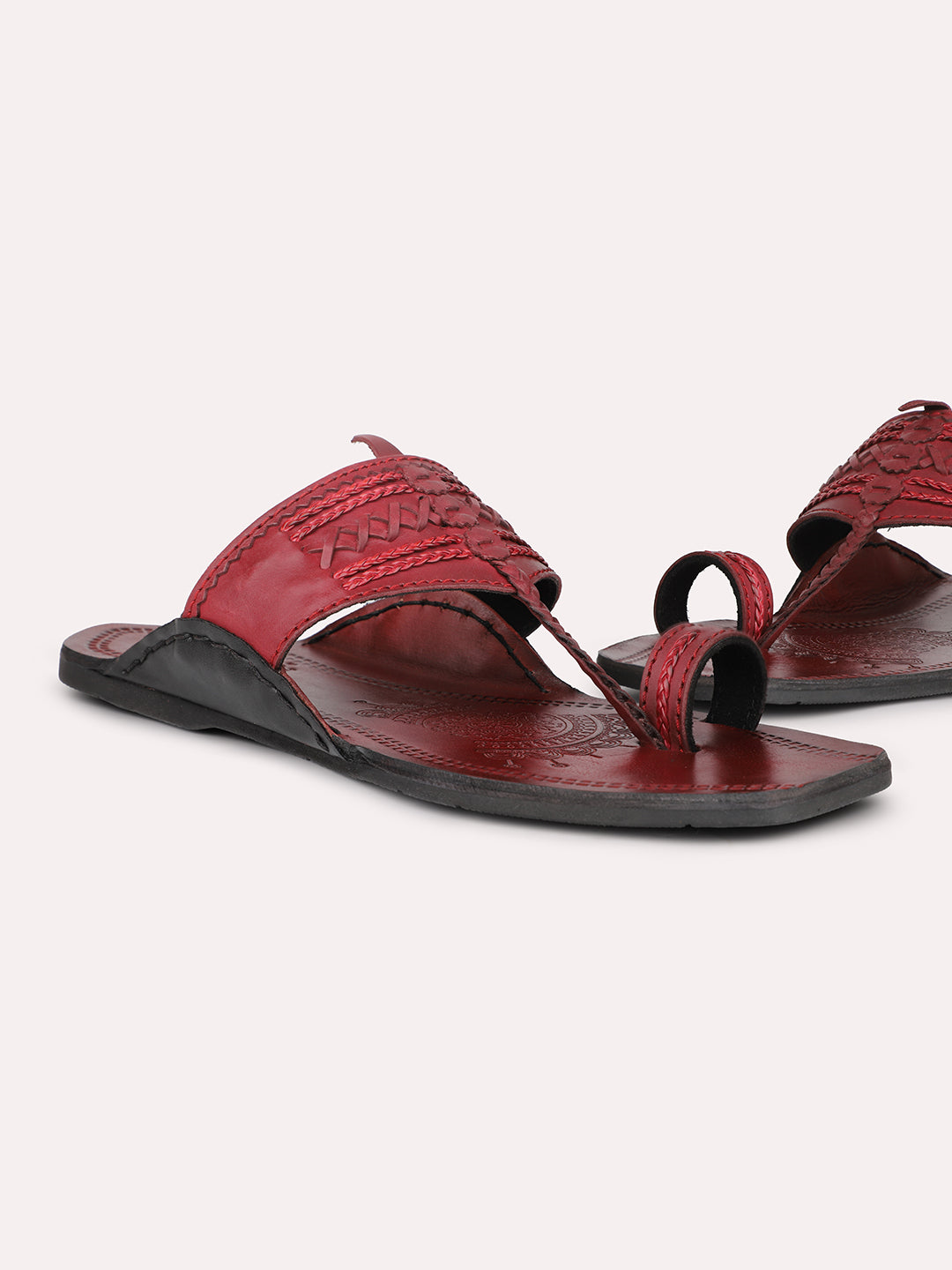 Privo Red Kolhapuris Sandal for Men