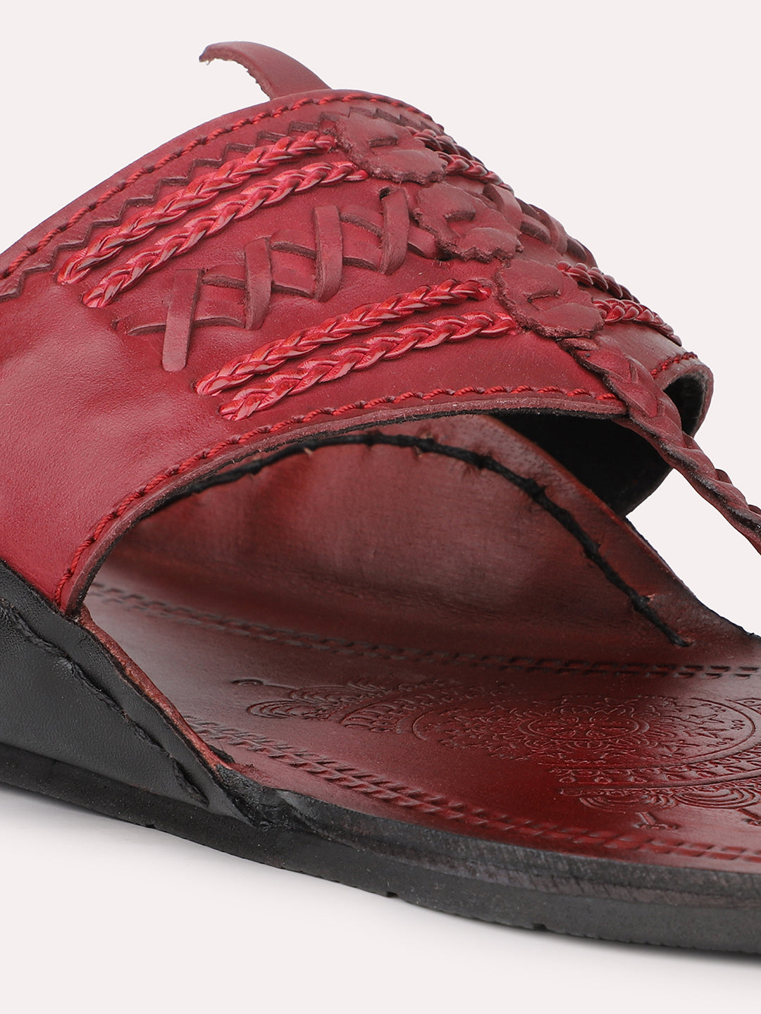 Privo Red Kolhapuris Sandal for Men