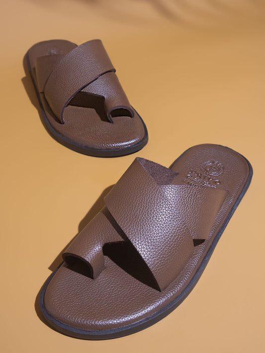 Privo Brown One Toe Casual Sandal For Men