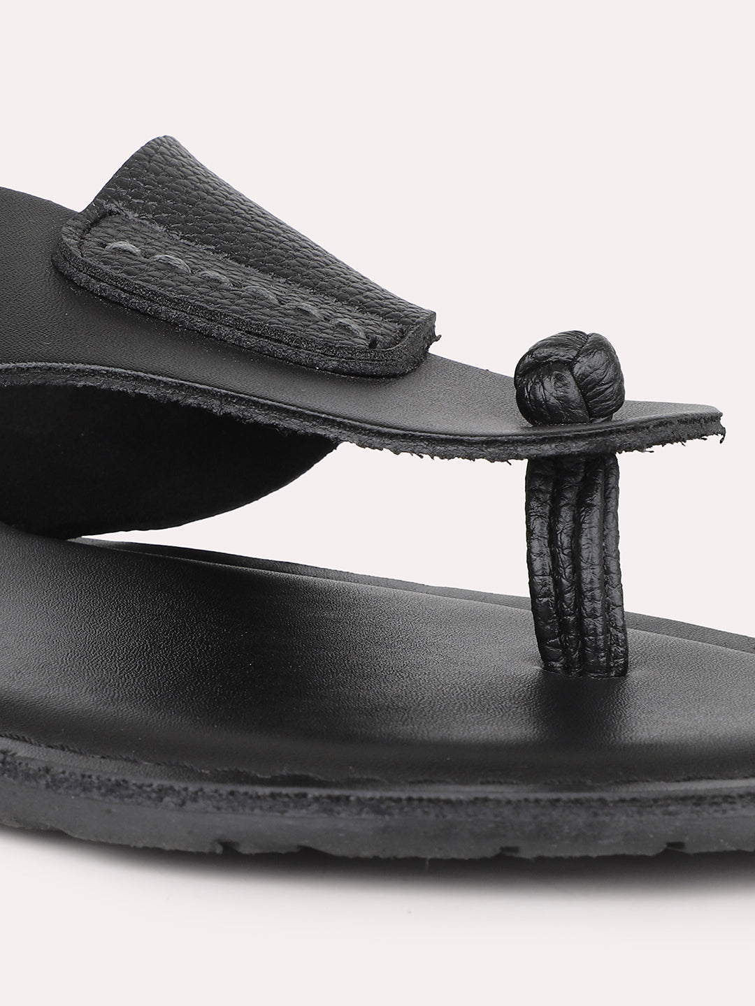 Privo Black T-starp Casual Sandal For Men
