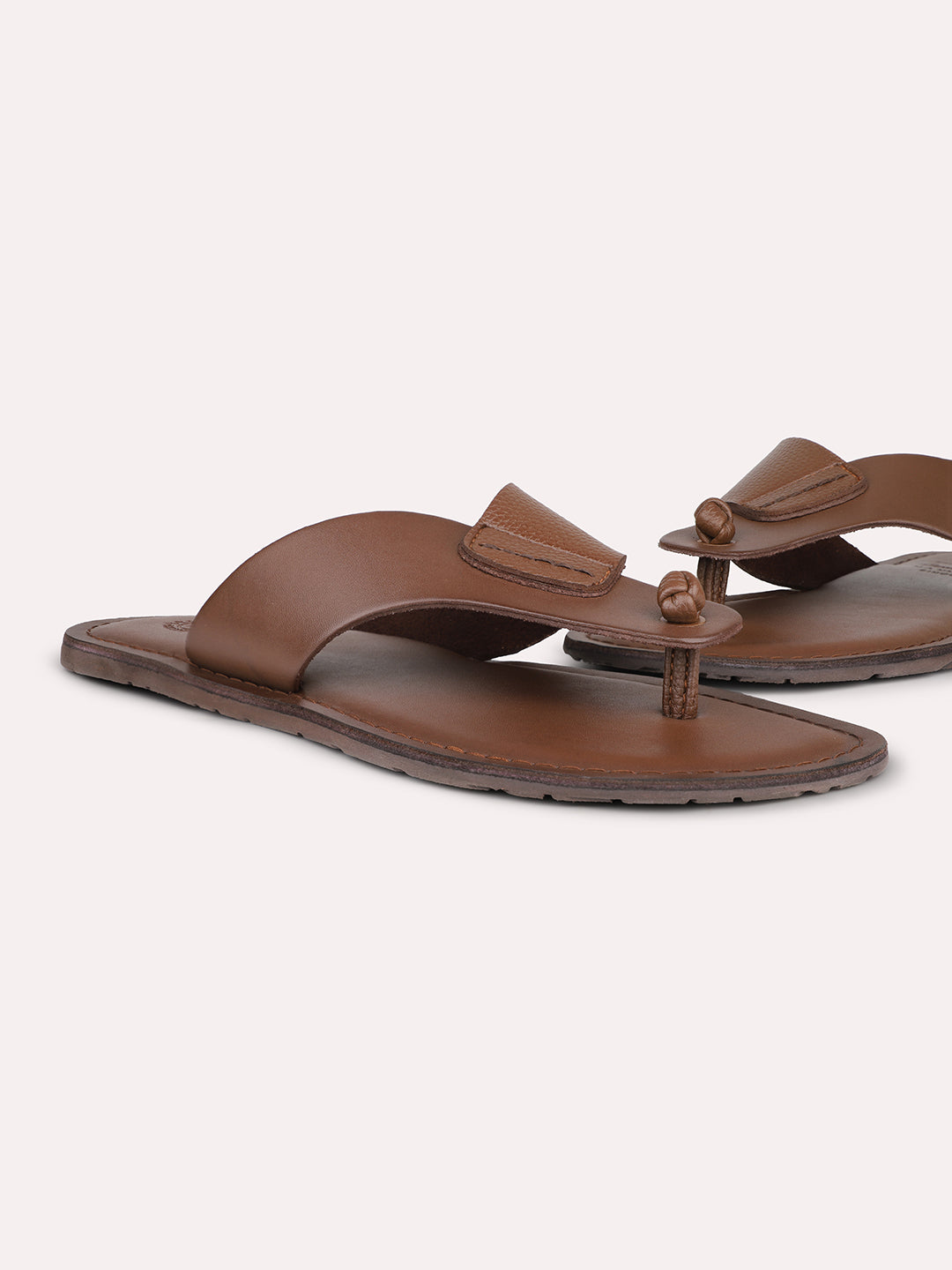 Privo Brown T-starp Casual Sandal For Men