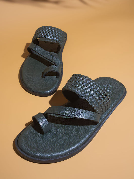 Privo Green One Toe Casual Sandal For Men