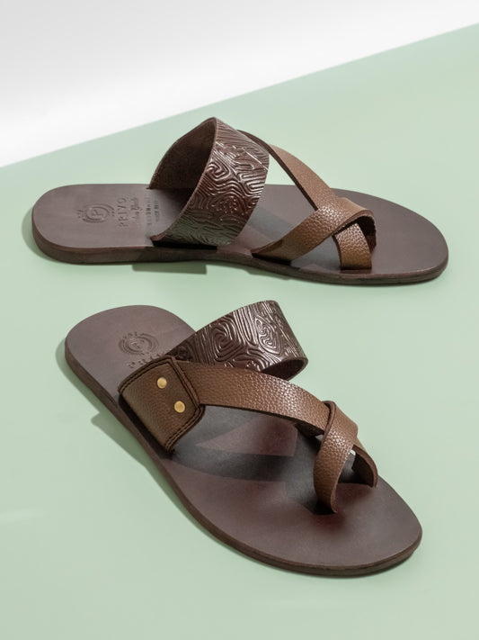 Privo Brown One Toe Casual Sandal For Mens