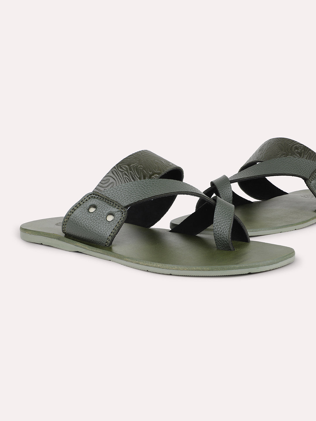 Privo Green One Toe Casual Sandal For Mens