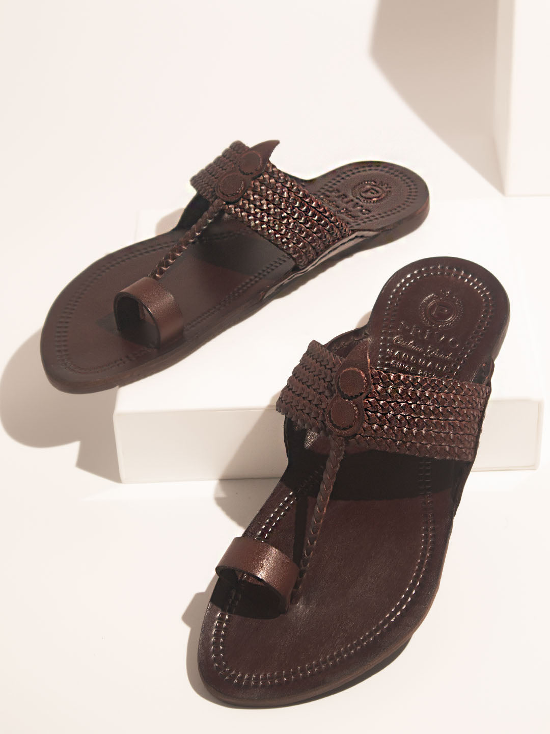 Privo Brown Ethnic Kolhapuri For Men