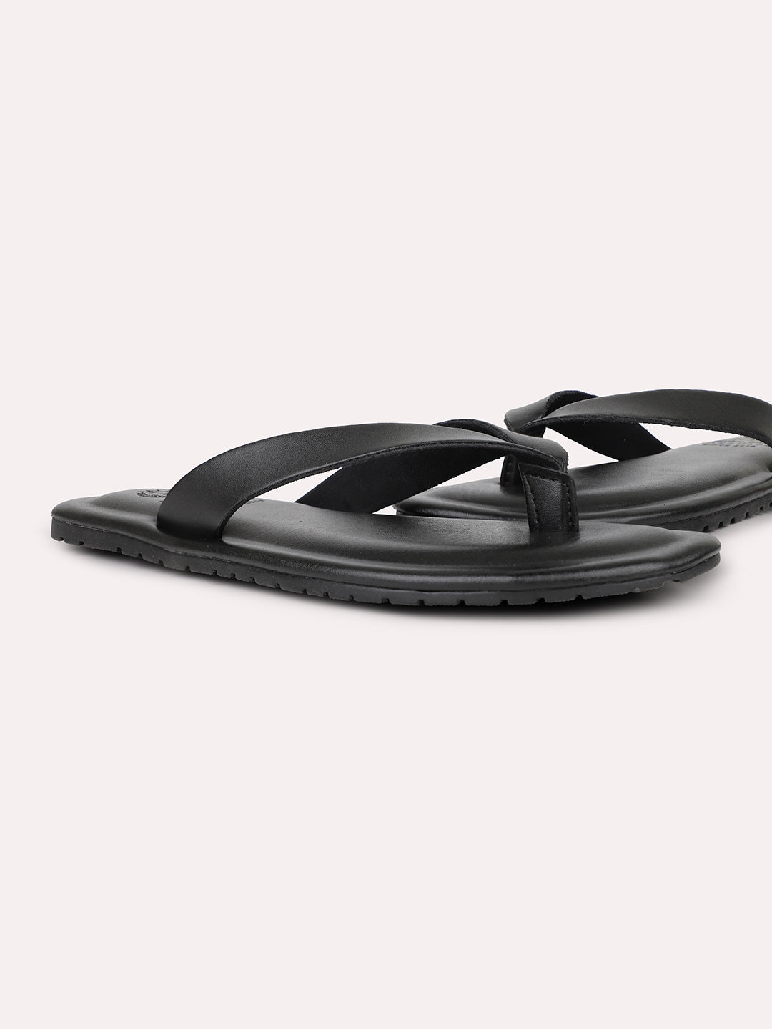 Men Black Solid Casual Flat Sandals