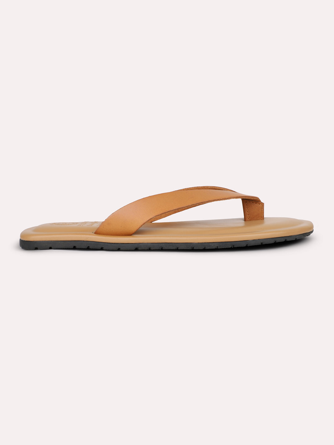 Men Tan Solid Casual Flat Sandals