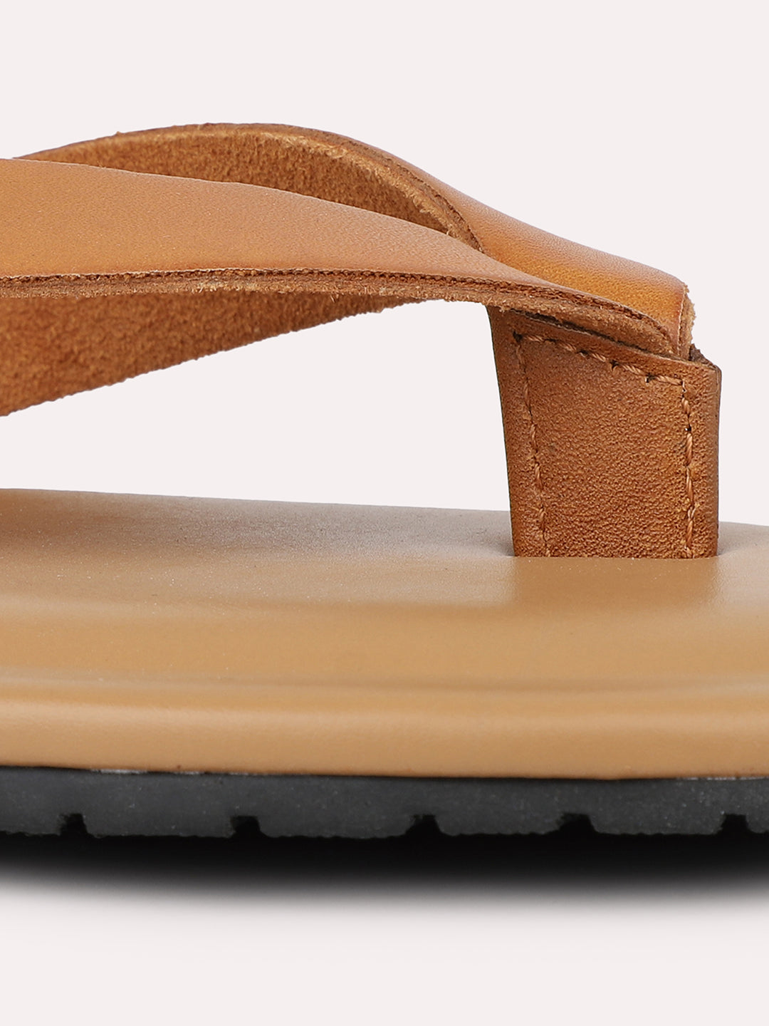 Men Tan Solid Casual Flat Sandals