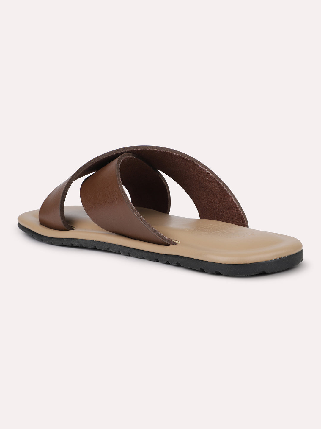 Men Brown Solid Leather Casual Sandals