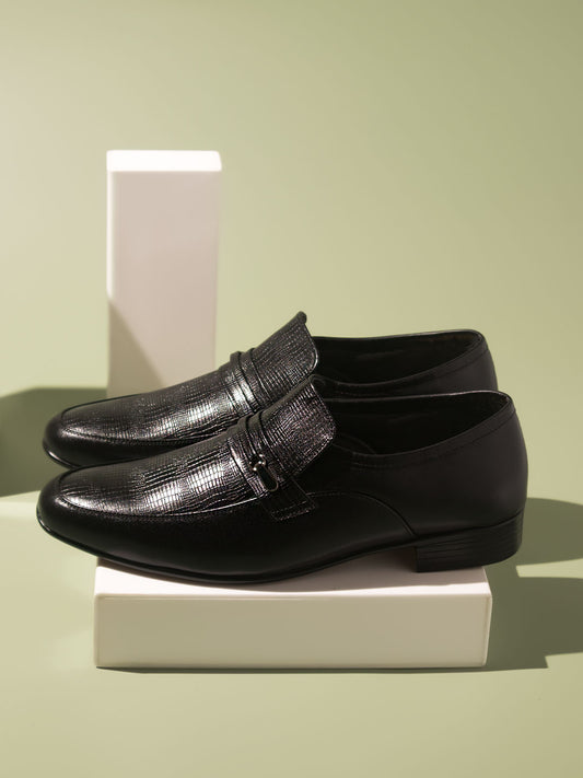 Privo Black Formal Slip-On Shoes For Men