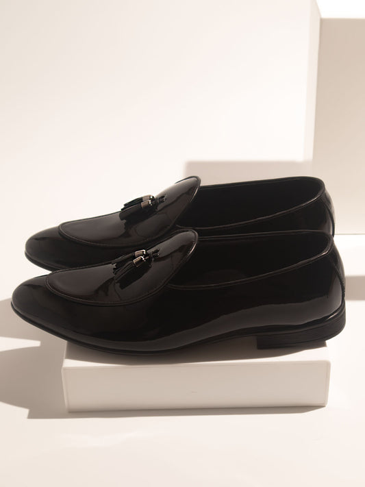 Privo Black Casual Slip-On Shoes With Tassel Detail
