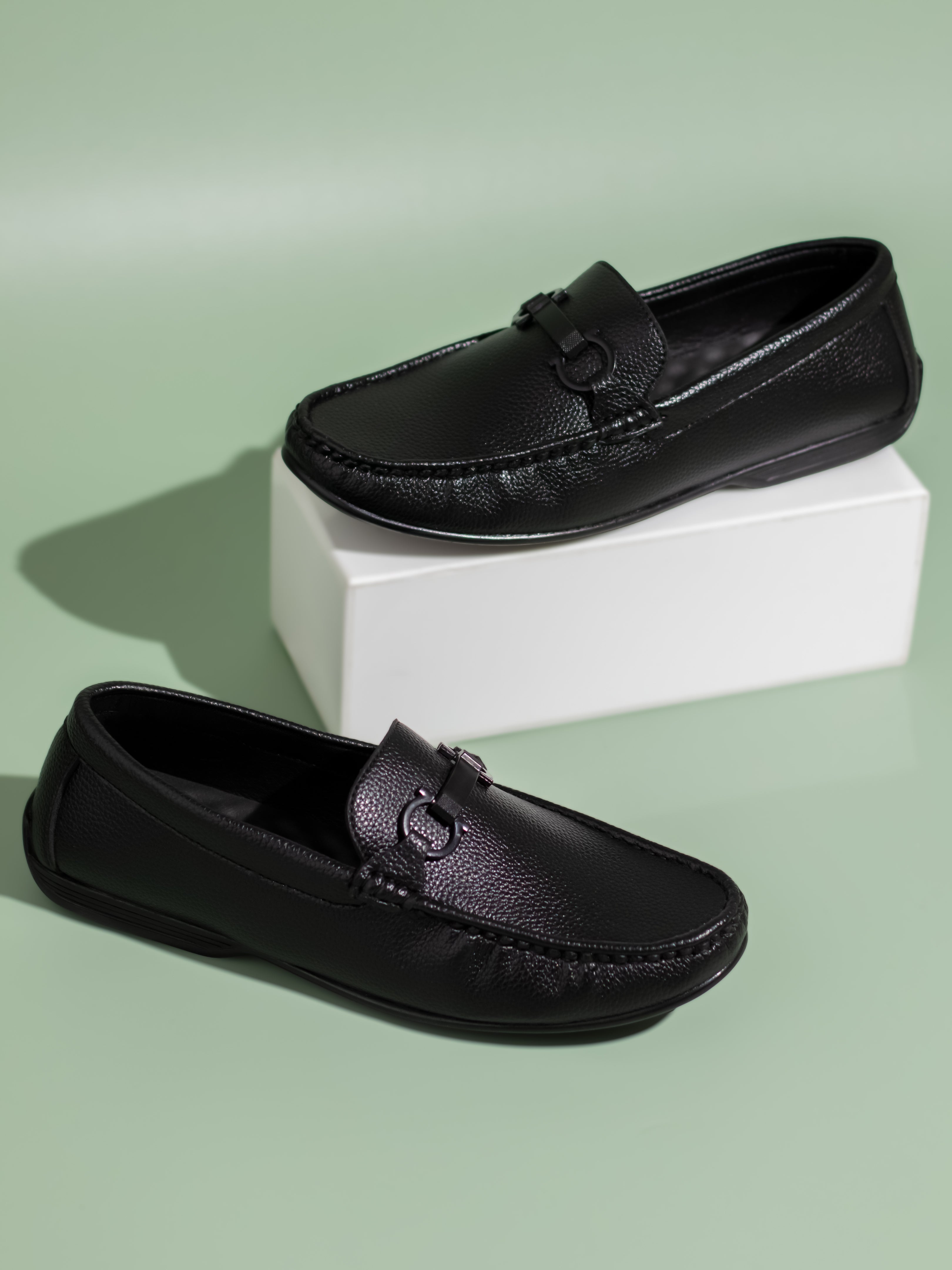 Buy Now Privo Black Textured Casual Loafer Shoes For Men