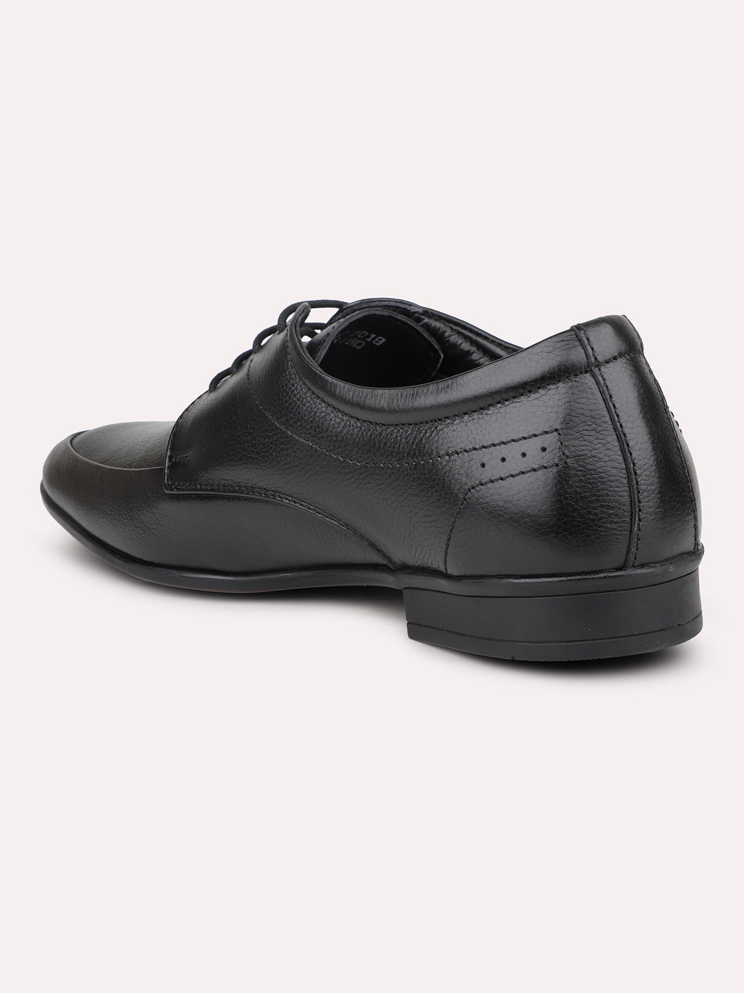 Men Black Textured Formal Lace Up Derby Shoes