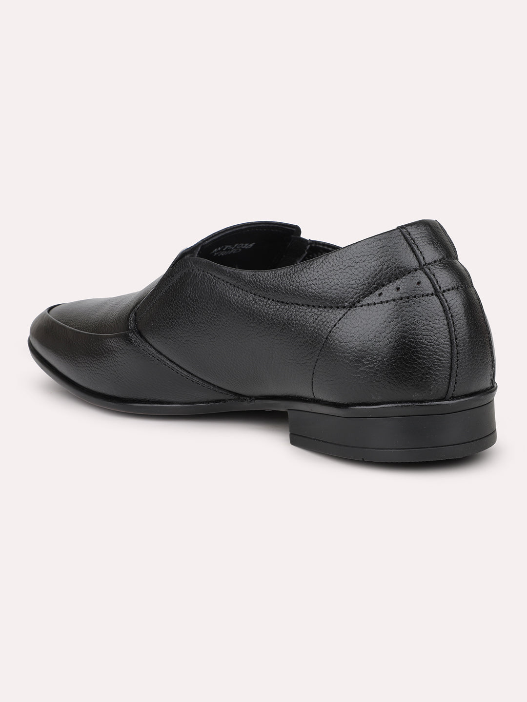 Men Black Textured Formal Slip-Ons Shoes