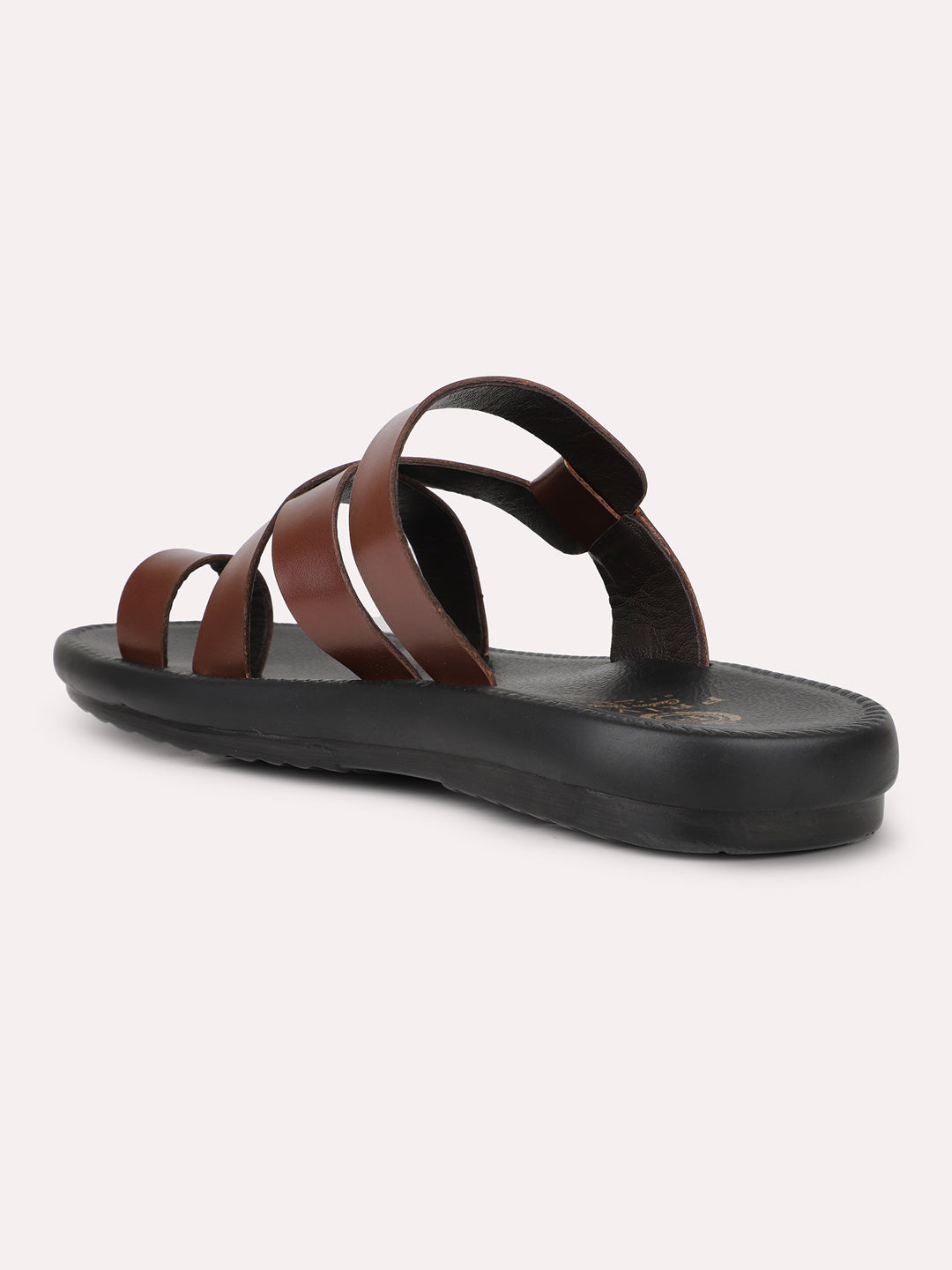 Men Brown Leather One Toe Comfort Sandals