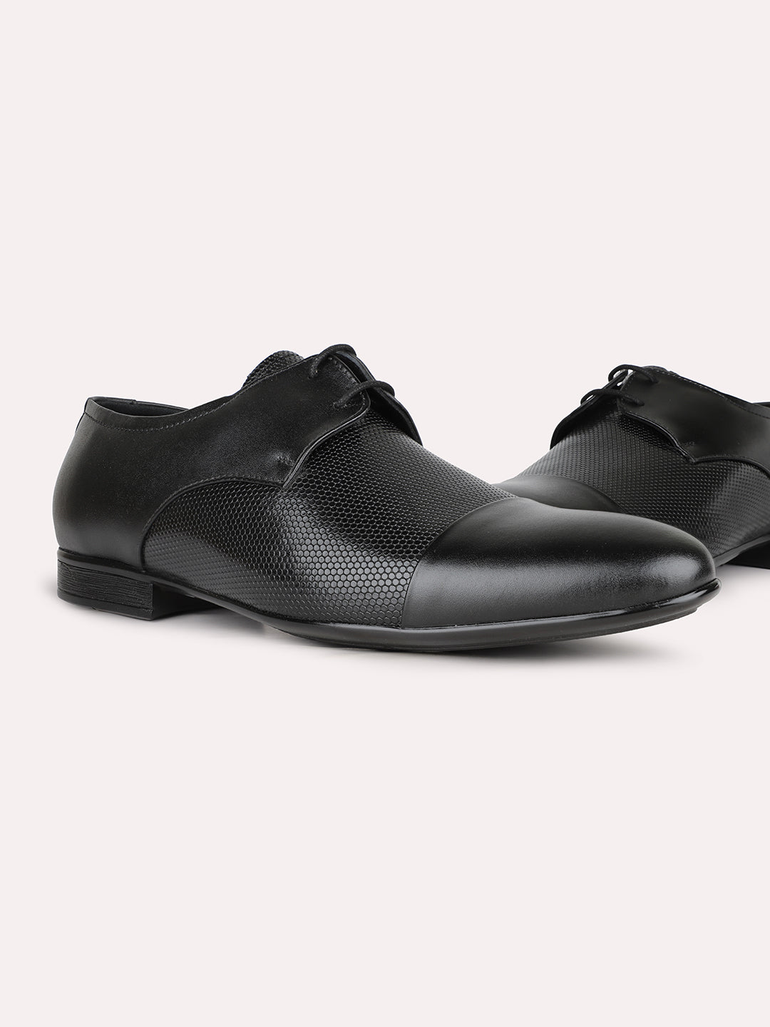 Mens Black Formal Solid Pattern Pointed Toe Derby Shoe