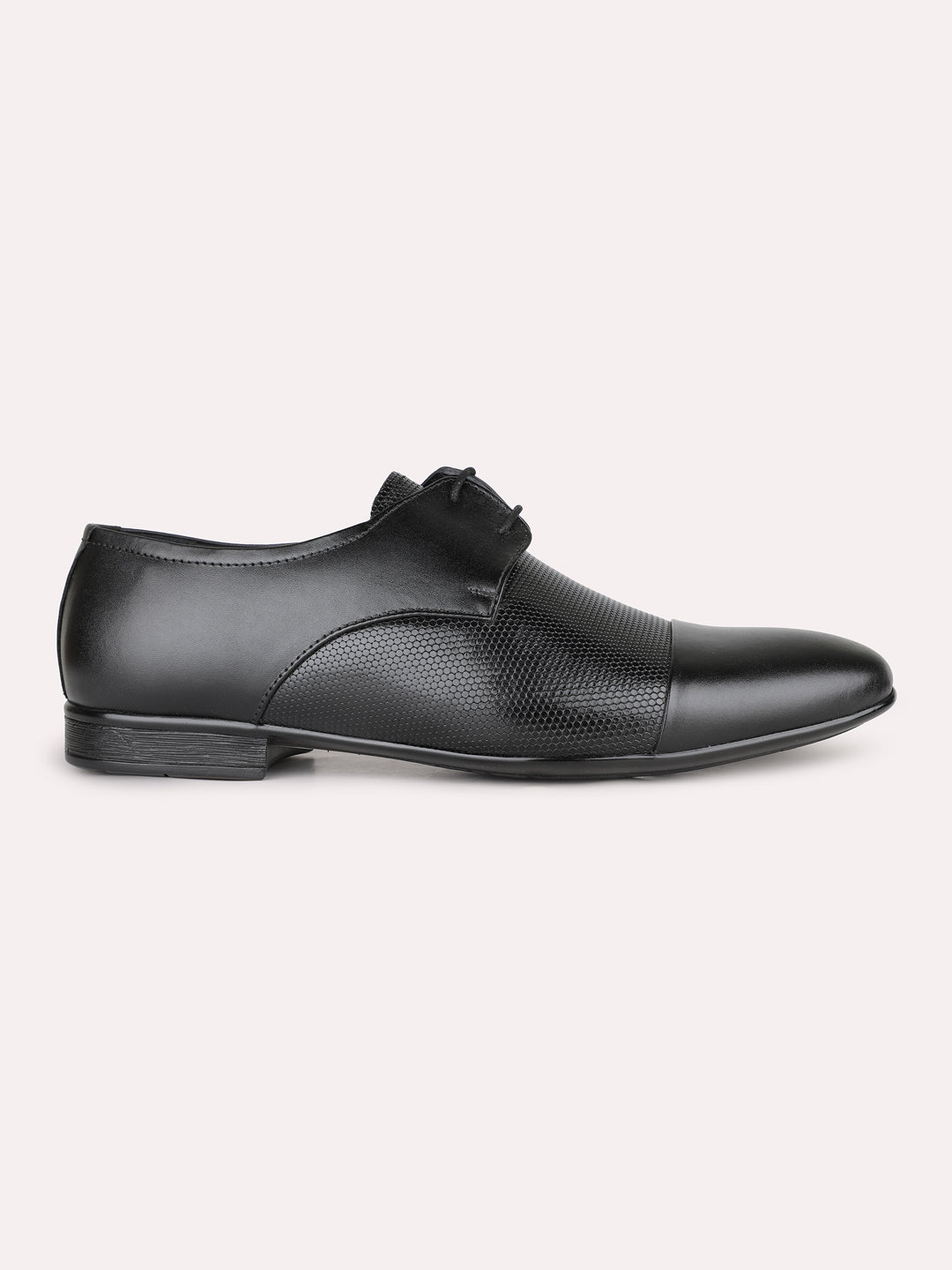 Mens Black Formal Solid Pattern Pointed Toe Derby Shoe