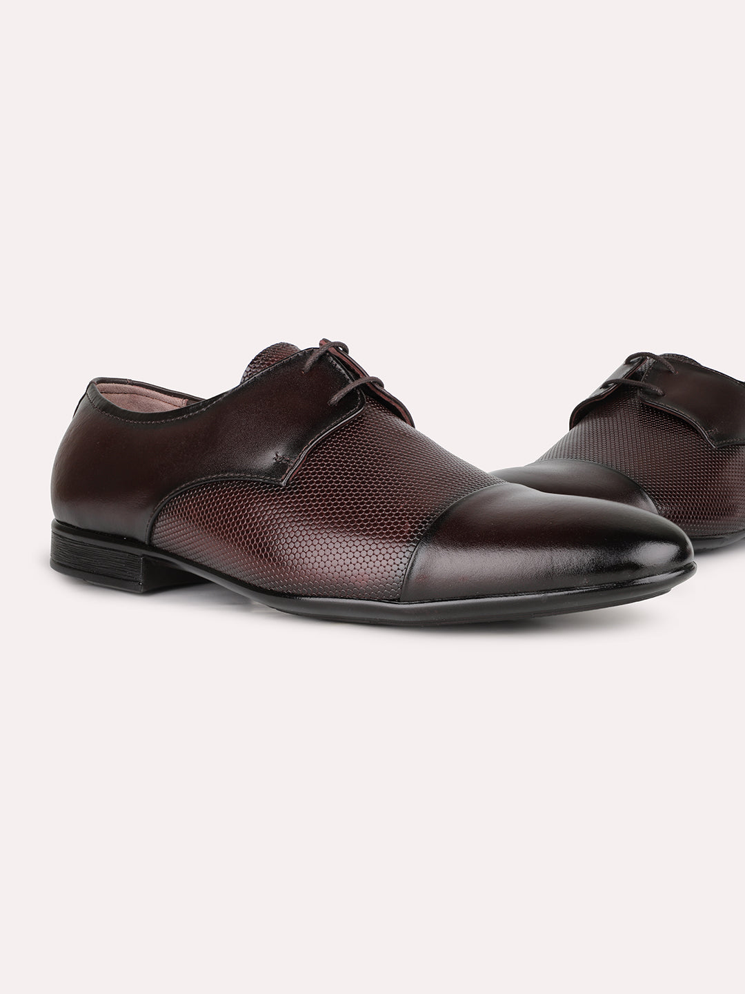 Mens Red Formal Solid Pointed Toe Derby Shoe