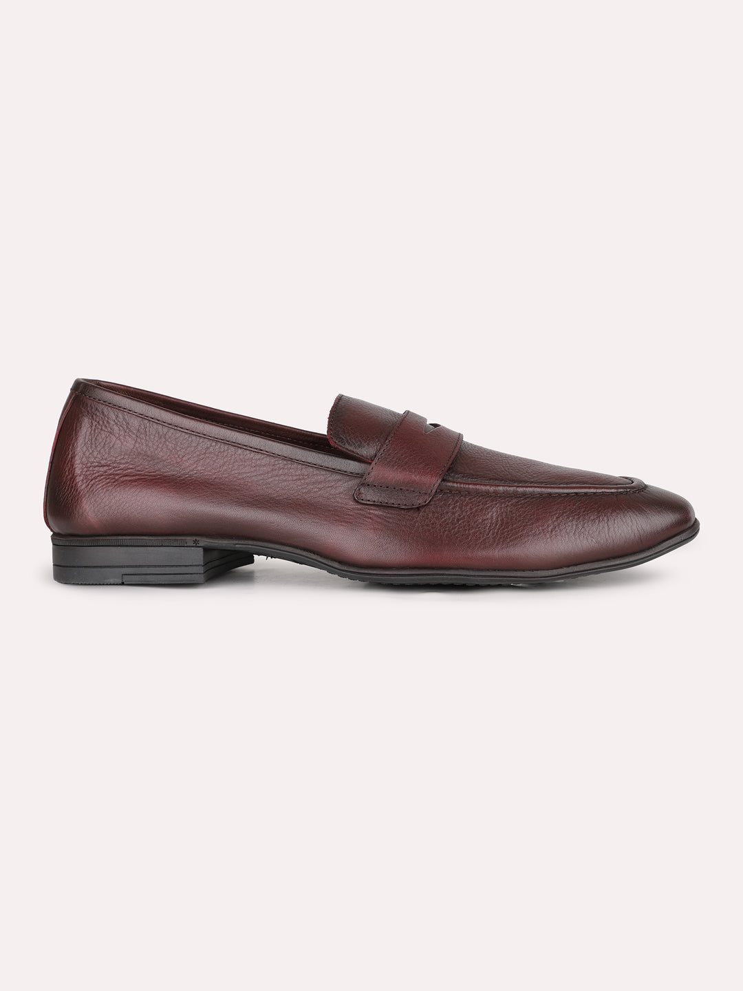 Mens Burgundy Formal Solid Pointed Toe Loafer Shoes