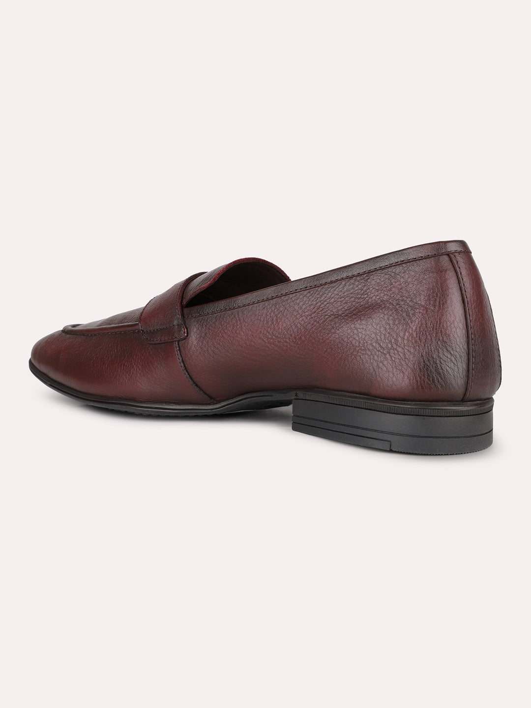 Mens Burgundy Formal Solid Pointed Toe Loafer Shoes