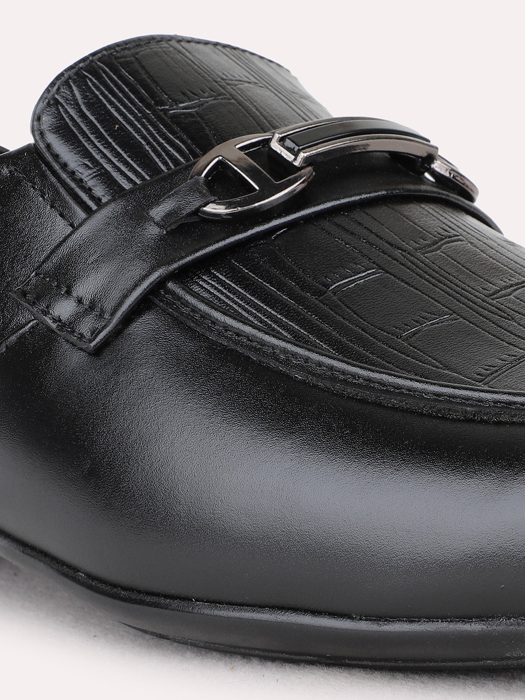 Mens Black Formal Solid Pattern Pointed Toe Loafer Shoes