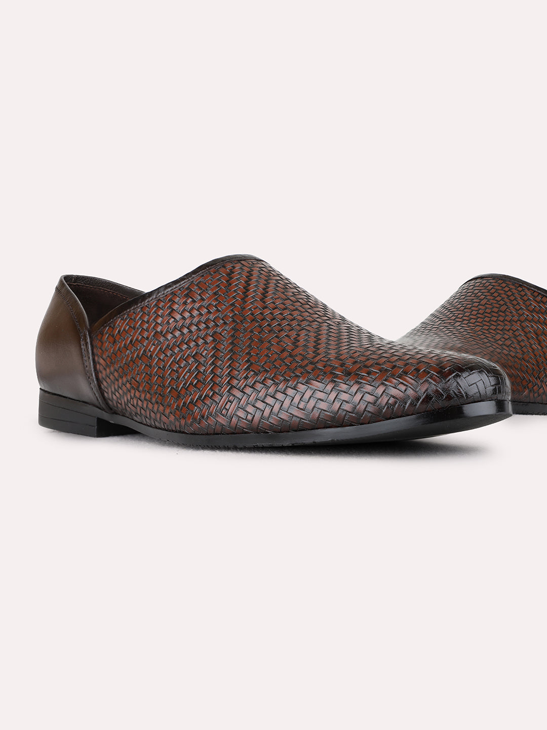 Mens Brown Casual Embossed Round Toe Slip-Ons