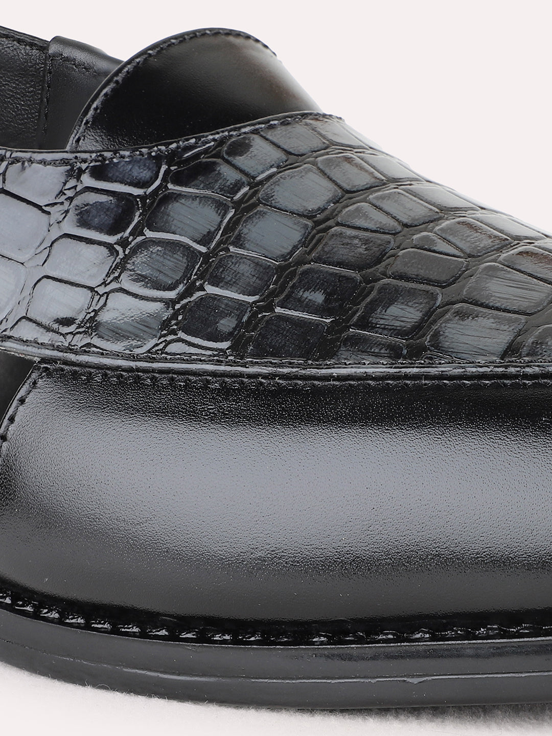 Mens Black Formal Solid Round Toe Sandals