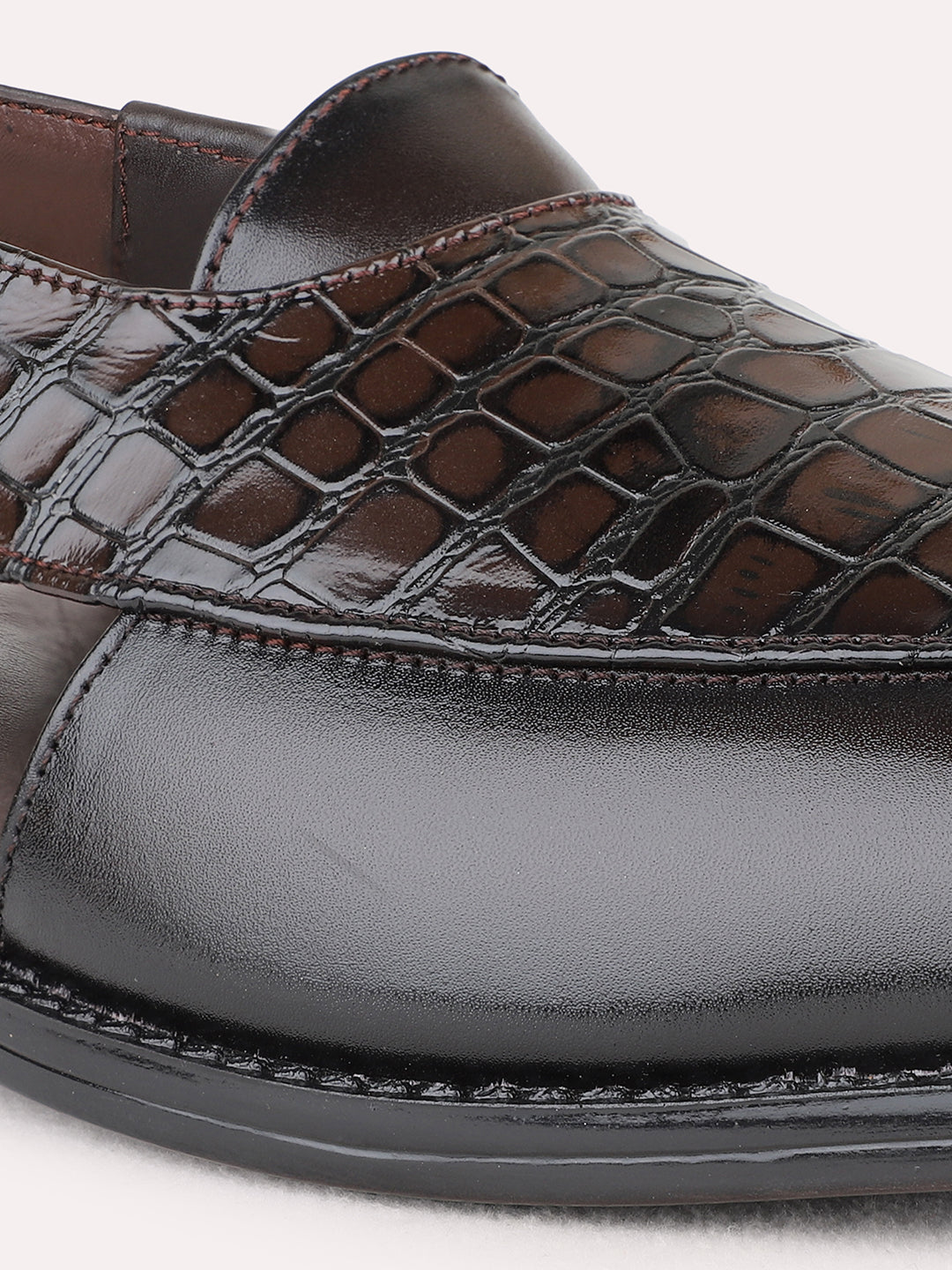 Mens Brown Formal Solid Round Toe Sandals