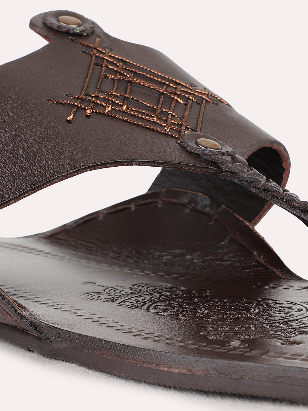 Mens Casual Brown One Toe Flat Slip-On Sandals