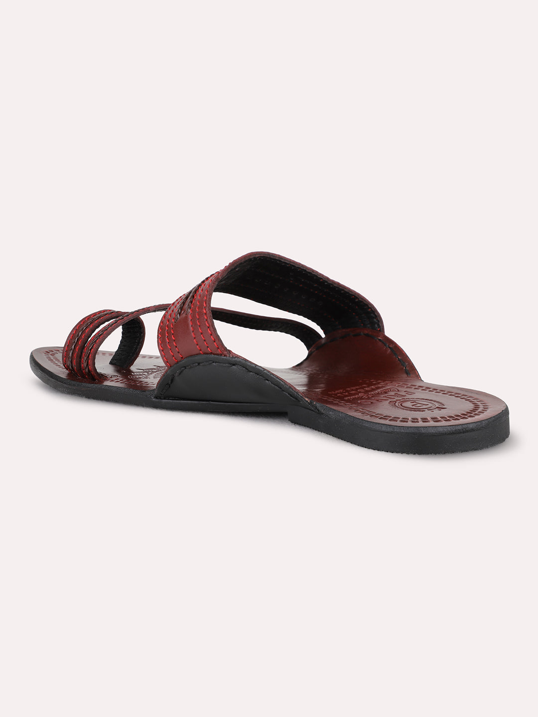 Mens Red Casual One Toe Flat Slip-On Sandals